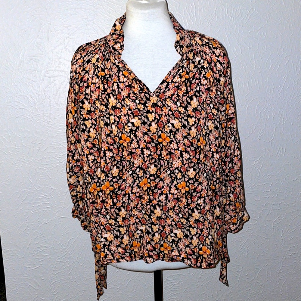 Cynthia Rowley Floral Standup Color Tie Sleeves